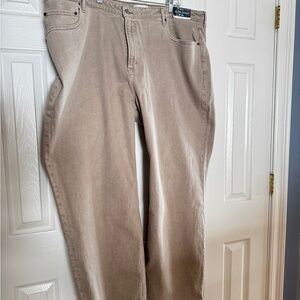 New Women's Abercrombie Fitch High Rise 90's Relaxed Curve Plus 24W Beige Jeans